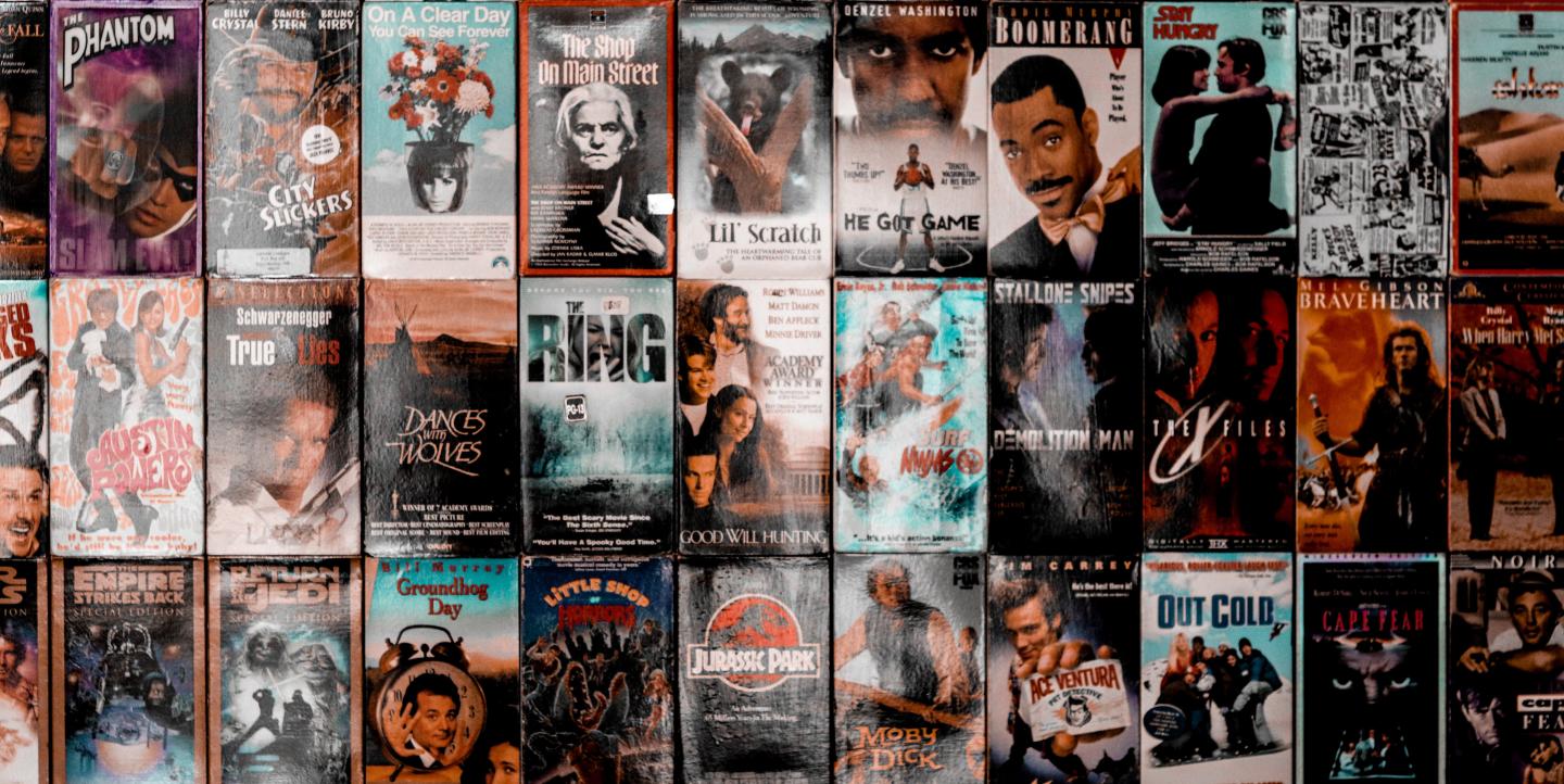 A bunch of VHS  movie covers.