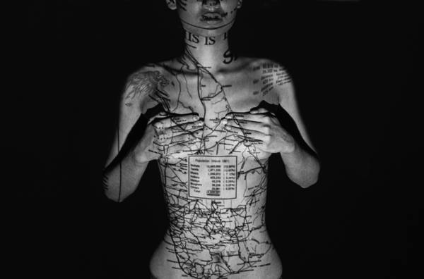 Map image projected over body