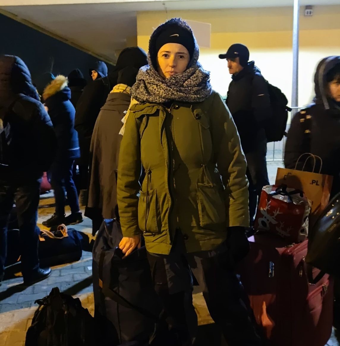 Agnieszka Żądło with winter jacket over bulletproof vest