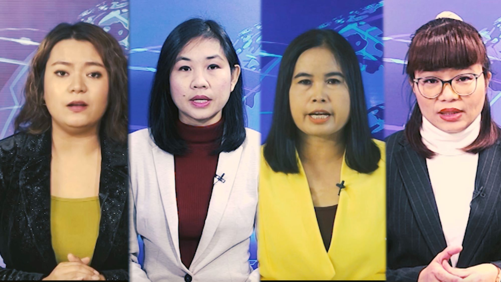 Four of DVB's main news anchors in exile who present every hour the latest news from inside Myanmar