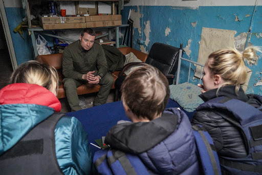 Kramatorsk, Donetsk region. Interview with the head of Donetsk administration Pavlo Kyrylenko in a bomb shelter. Photo by Andriy Bashtovyi.