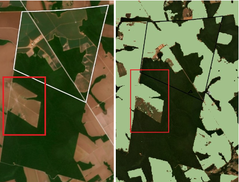 Deforested area was cultivated with soybean on a map.