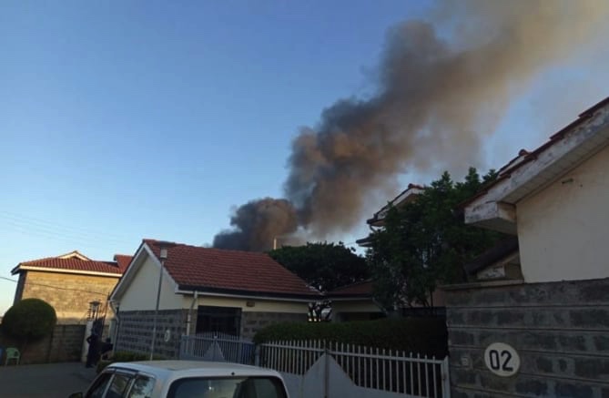 Smoke from the steel manufacturing plant as seen in the Syokimau neighborhood.