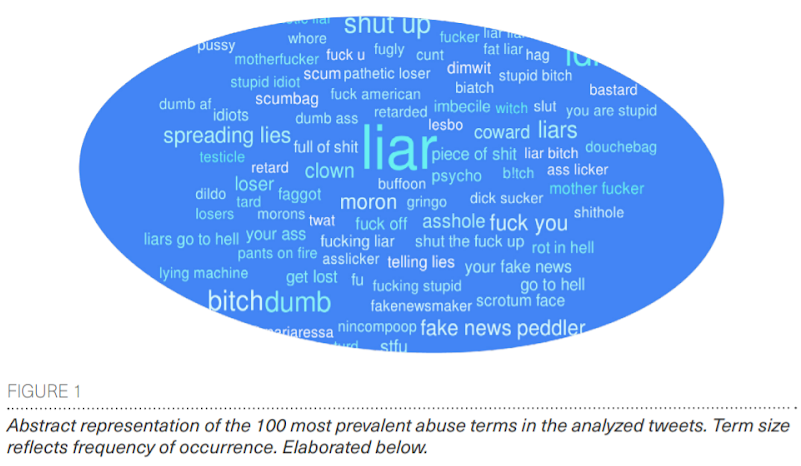 Word cloud of online violence