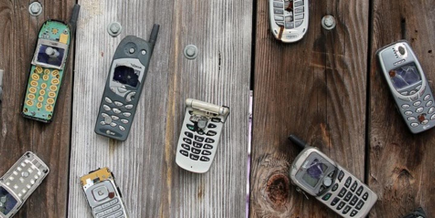 Cellphones on a table
