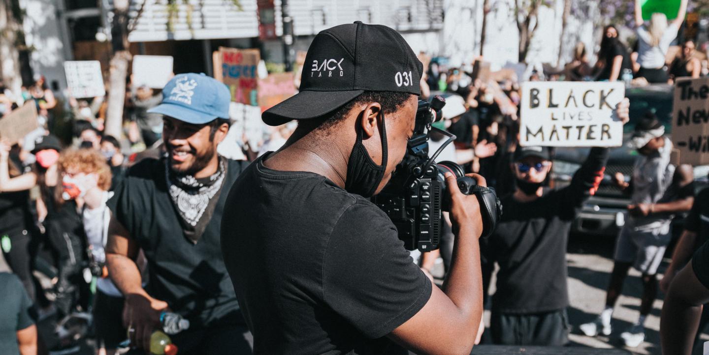 Fotógrafo no protesto do Black Lives Matter