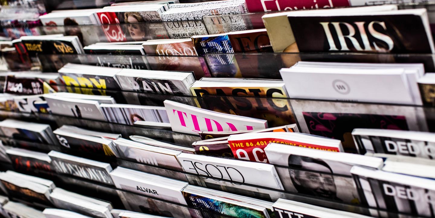 Magazines at a newsstand