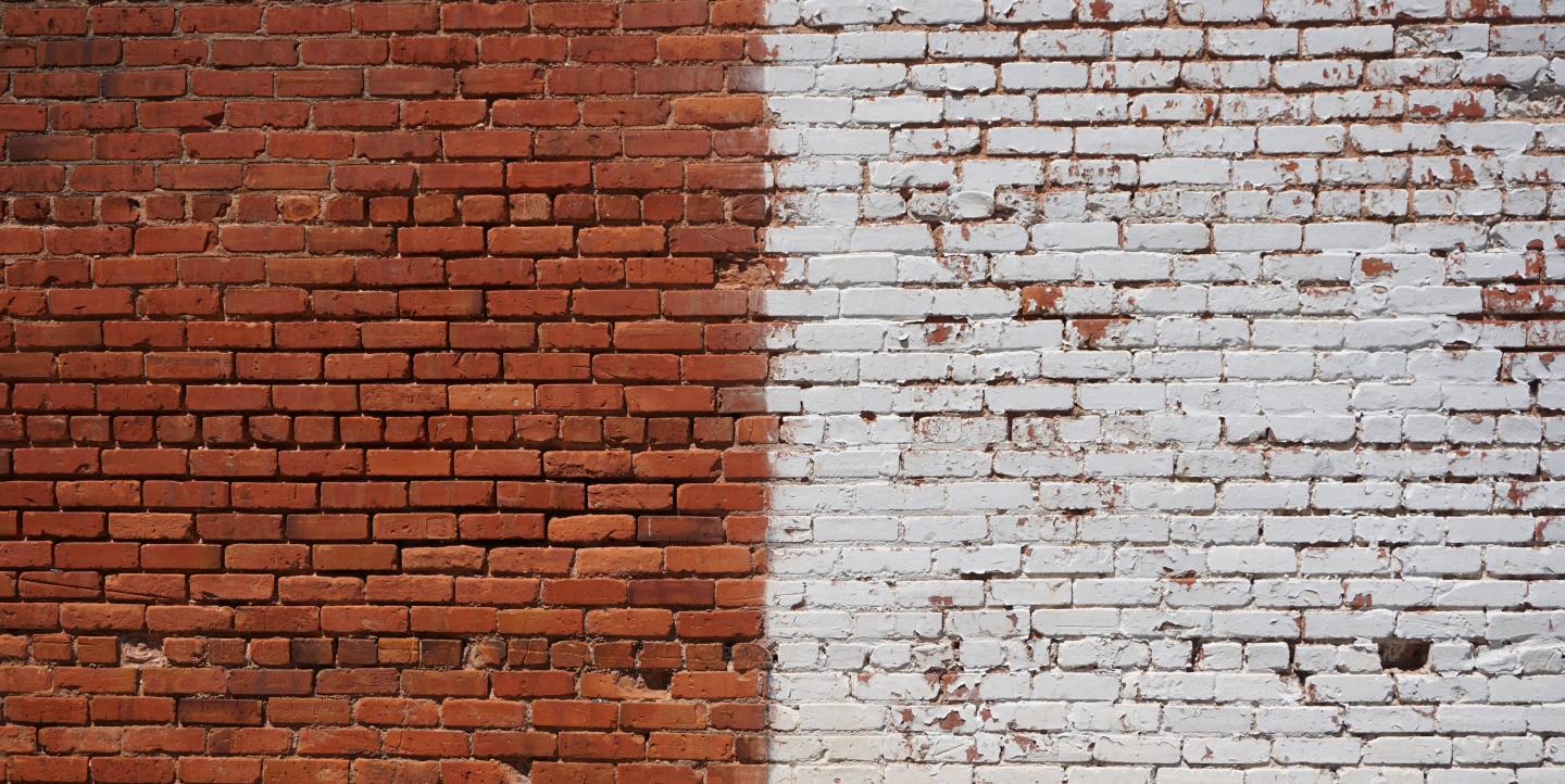 Two-colored brick wall