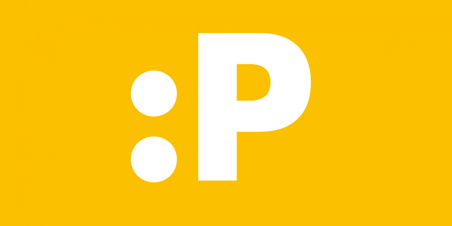 Logo do jornal Plural que tem dois pontos e a letra P