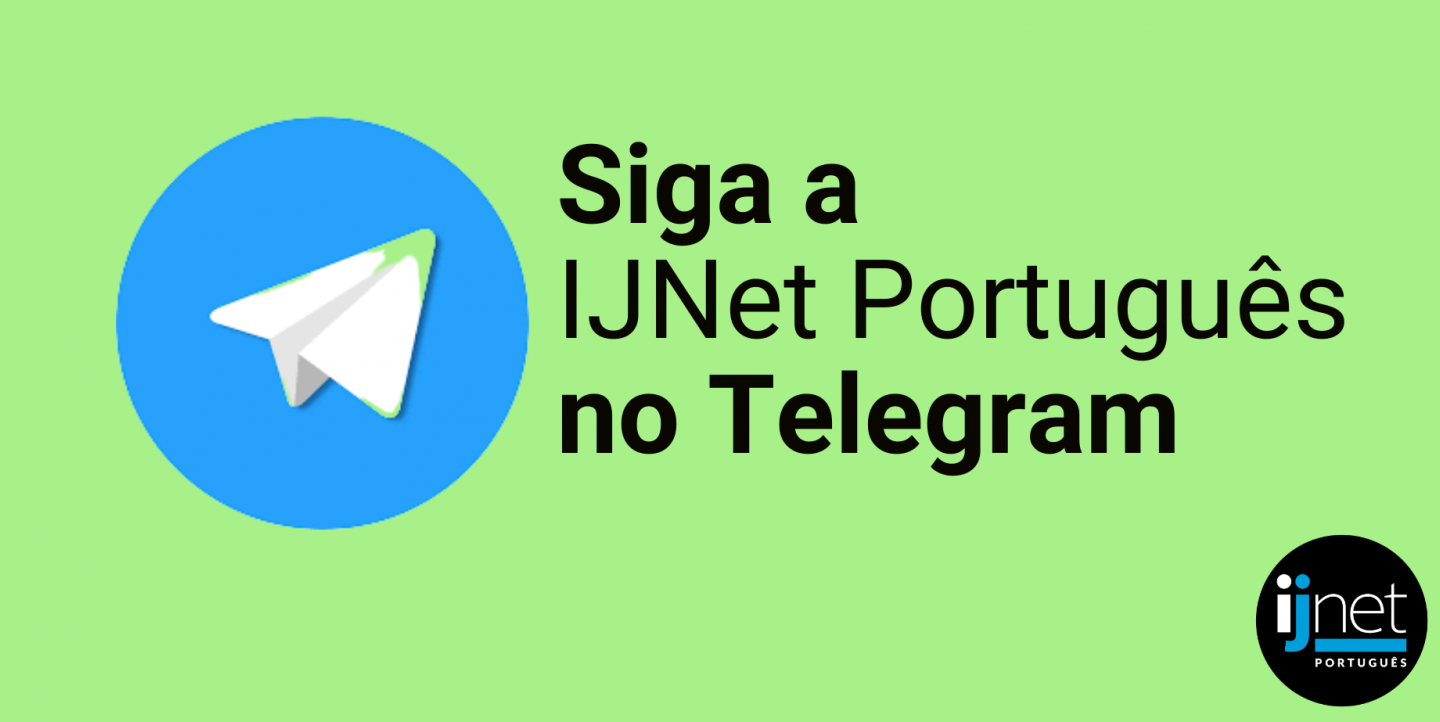 Logo do Telegram do lado de Siga a IJNet Português no Telegram