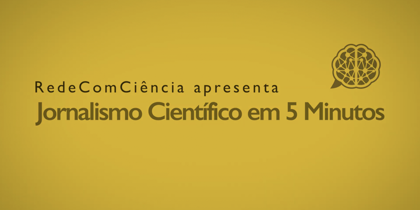 Print do canal da RedeComCiência no YouTube diz RedeComCiência apresenta jornalismo científico em 5 minutos