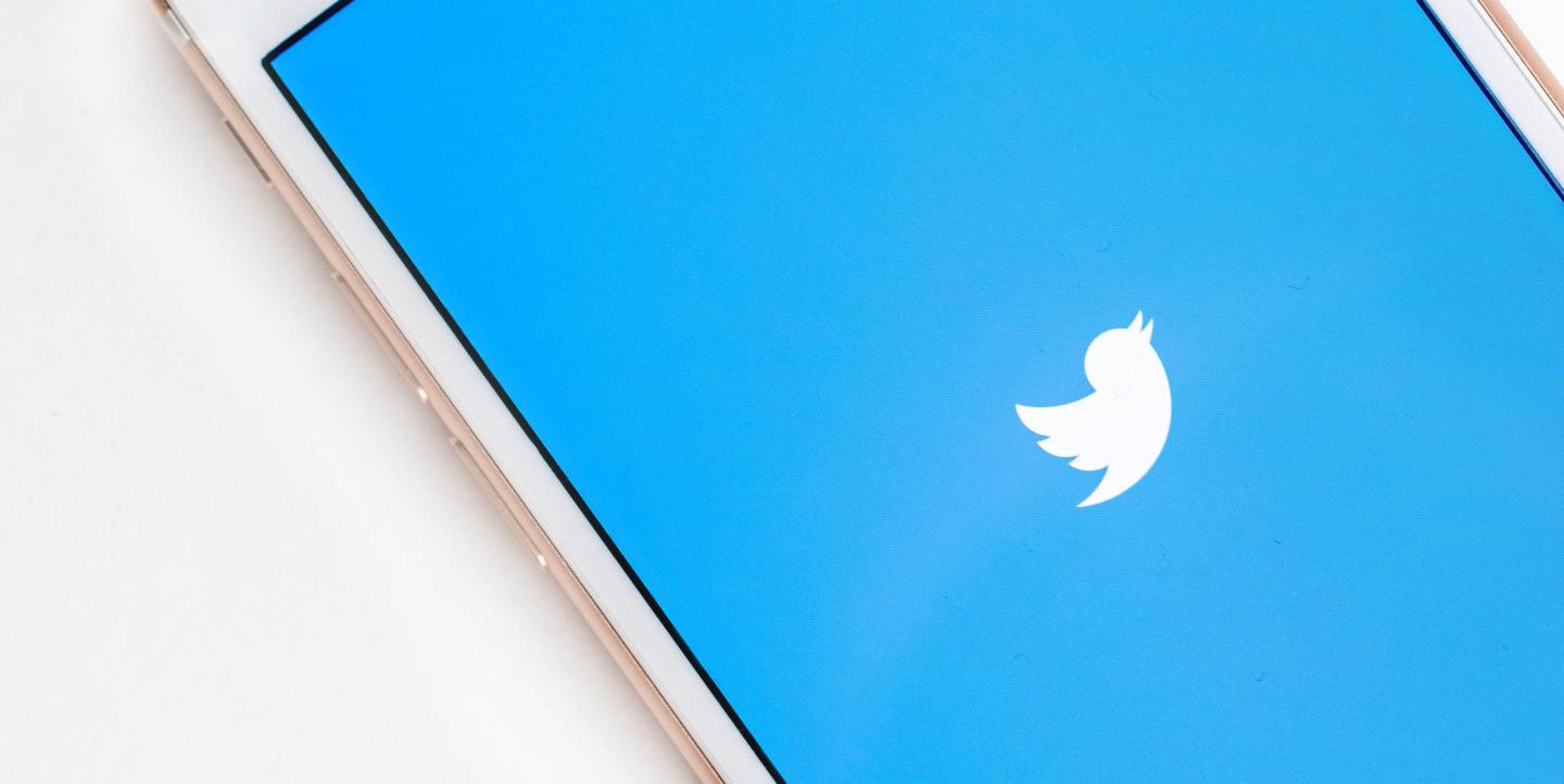 A phone showcasing Twitter's logo.