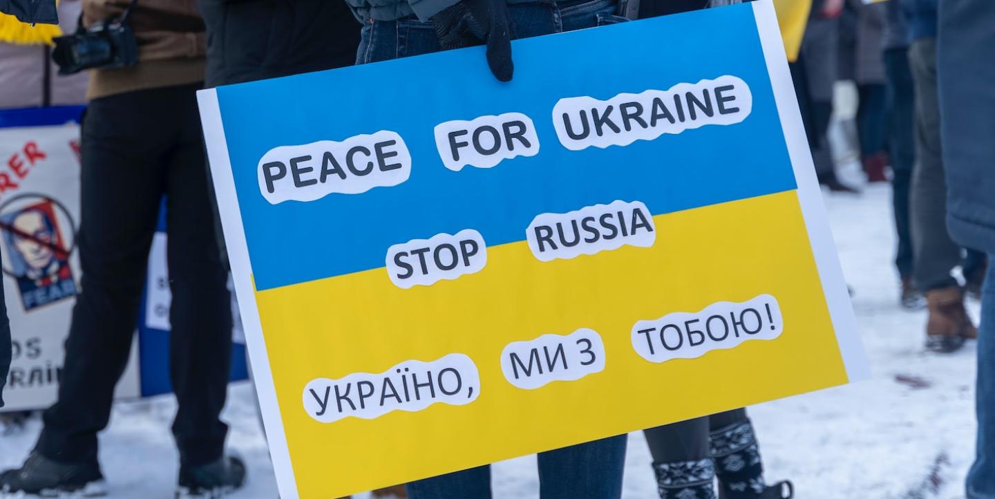 Peace for Ukraine banner