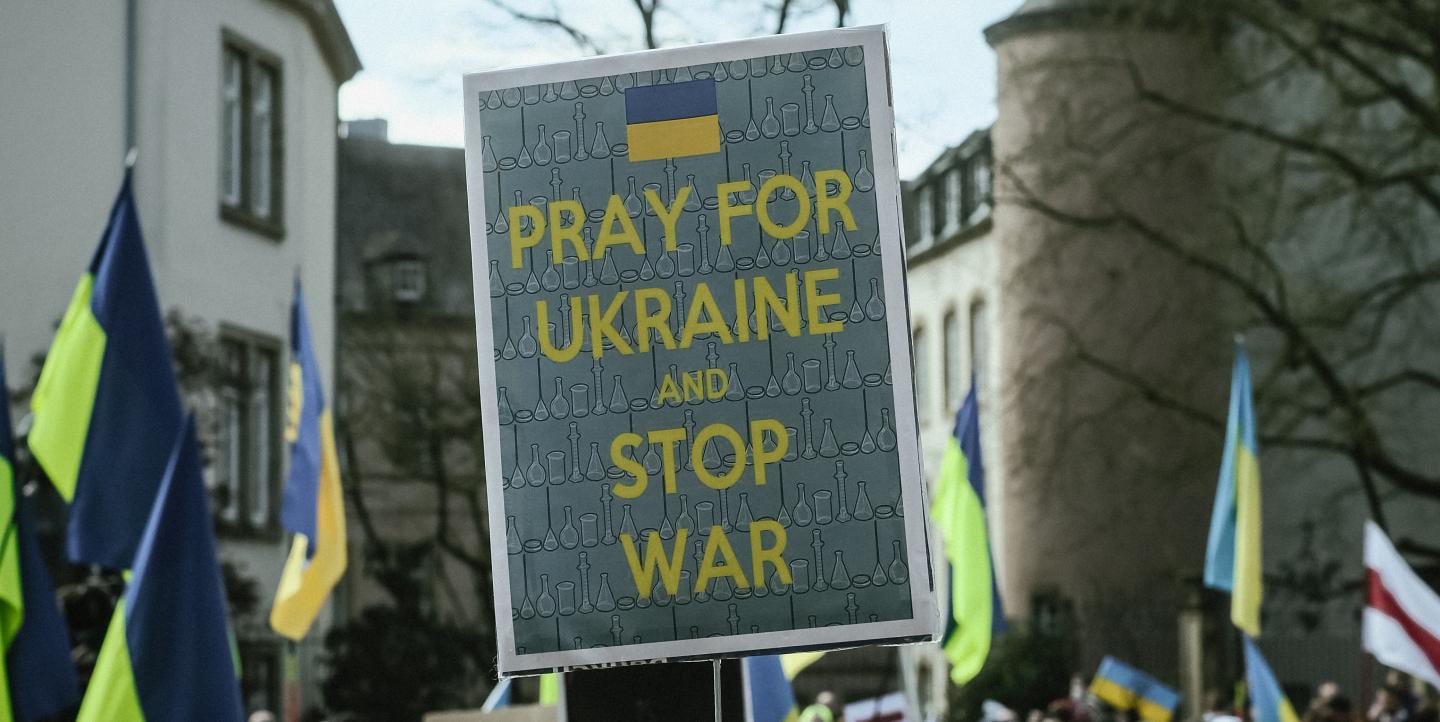 Protesta contra la guerra en Ucrania.