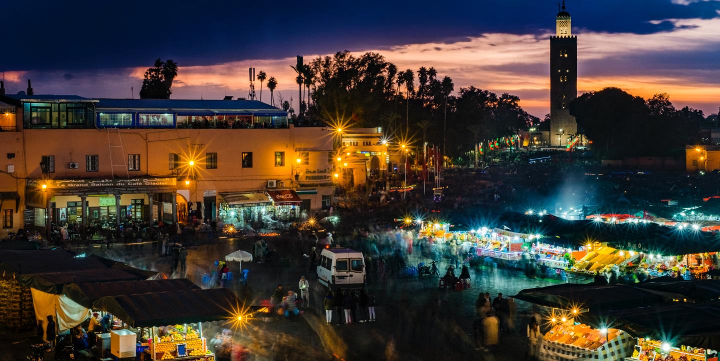 Marrakech, Maroc, de nuit 