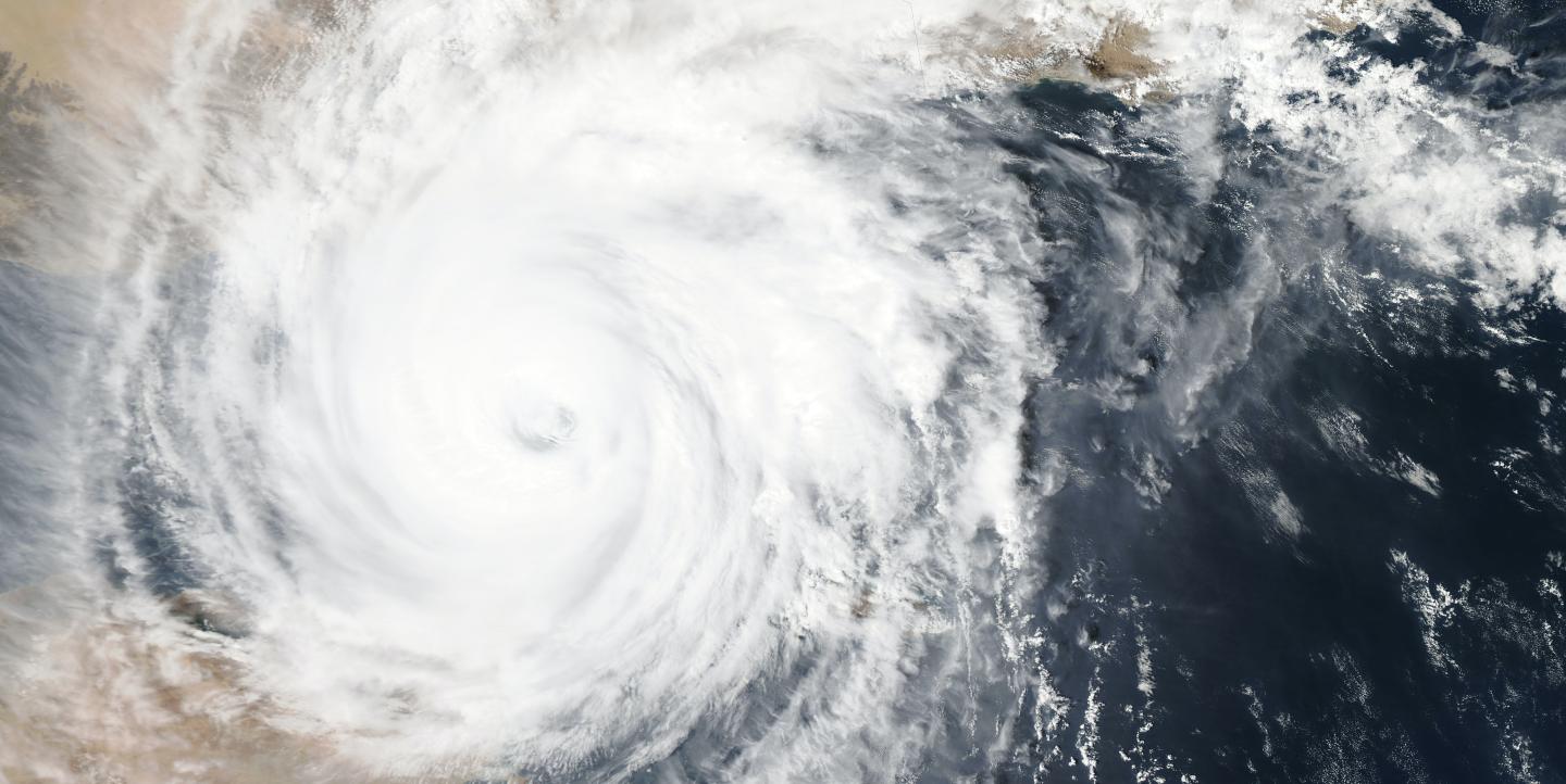 Foto desde el espacio de un huracán en la costa de África