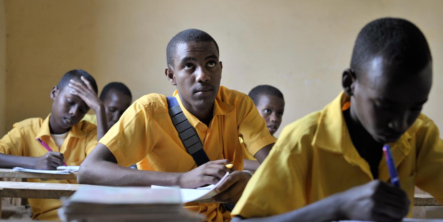 African students in a classroom