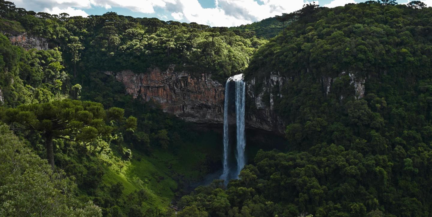 Waterfall in the Amazon rainforest in Brazil