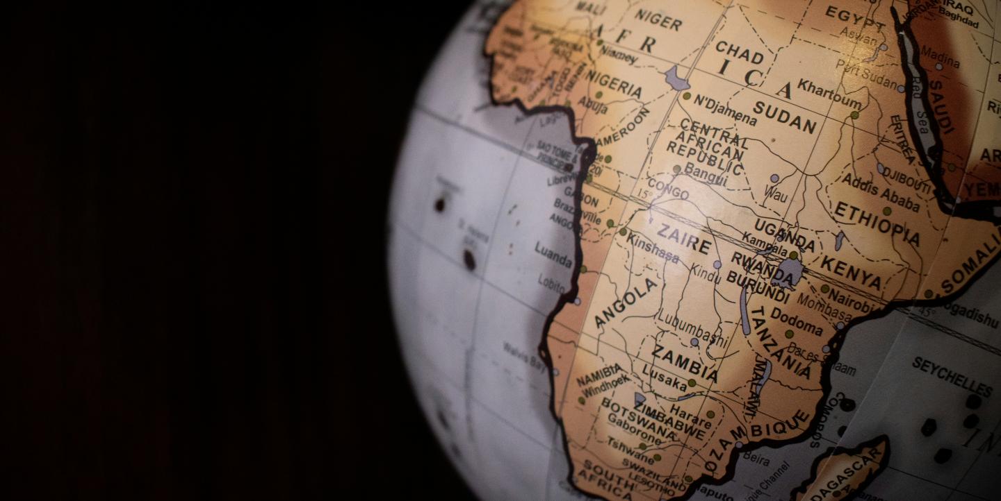 Globe centered on Africa