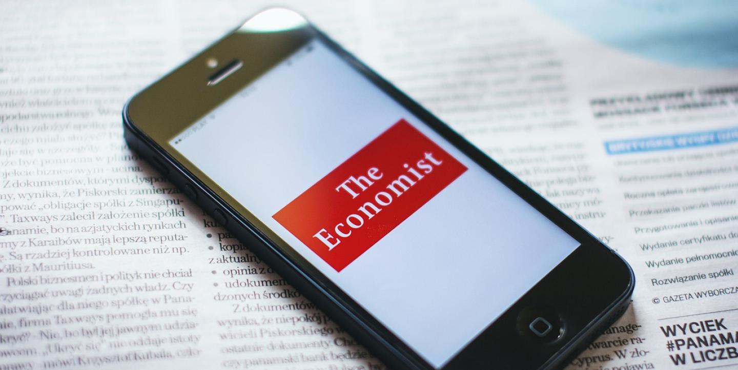 The economist logo on an iphone