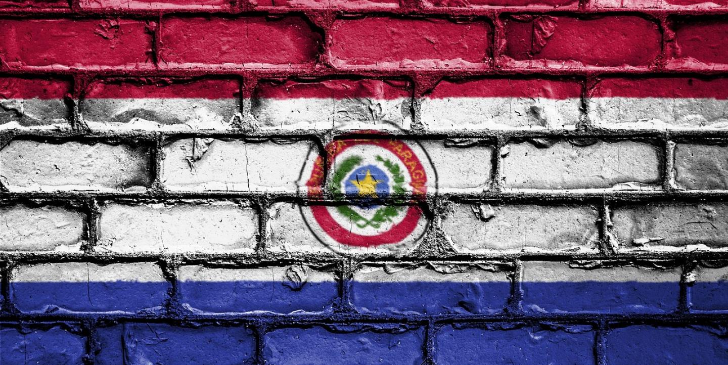 Paraguay flag painted on brick wall