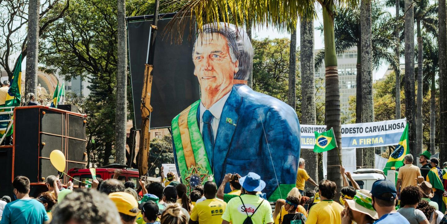 Float of Brazilian ex-president Bolsonaro at a protest