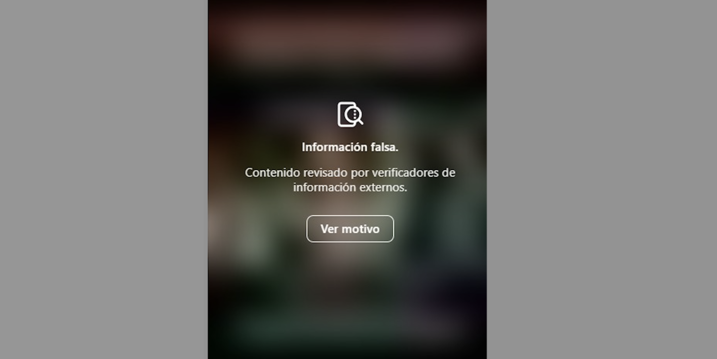 Publicación en Instagram con una etiqueta de información falsa