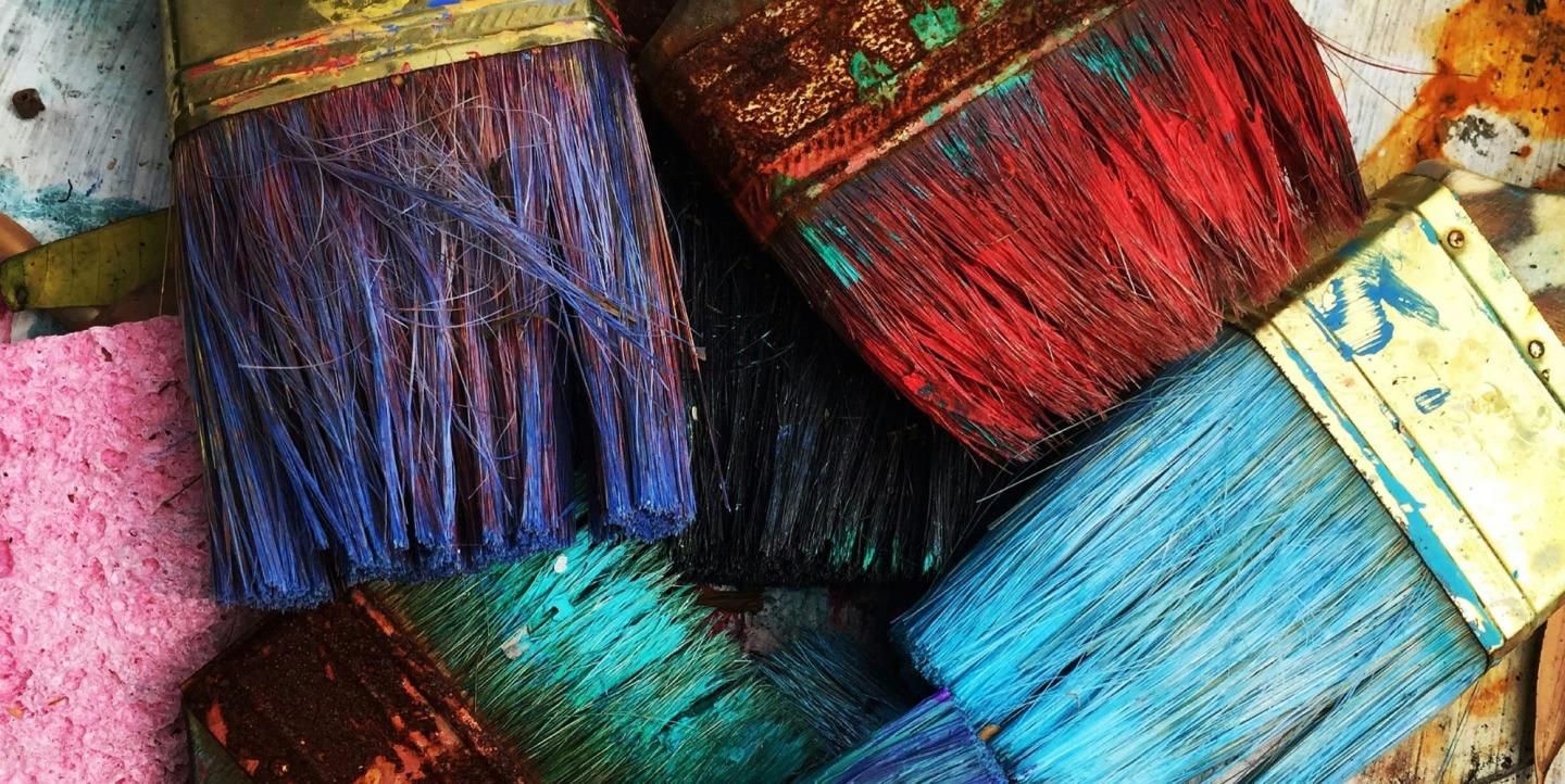 Assortment of colorful painbrushes