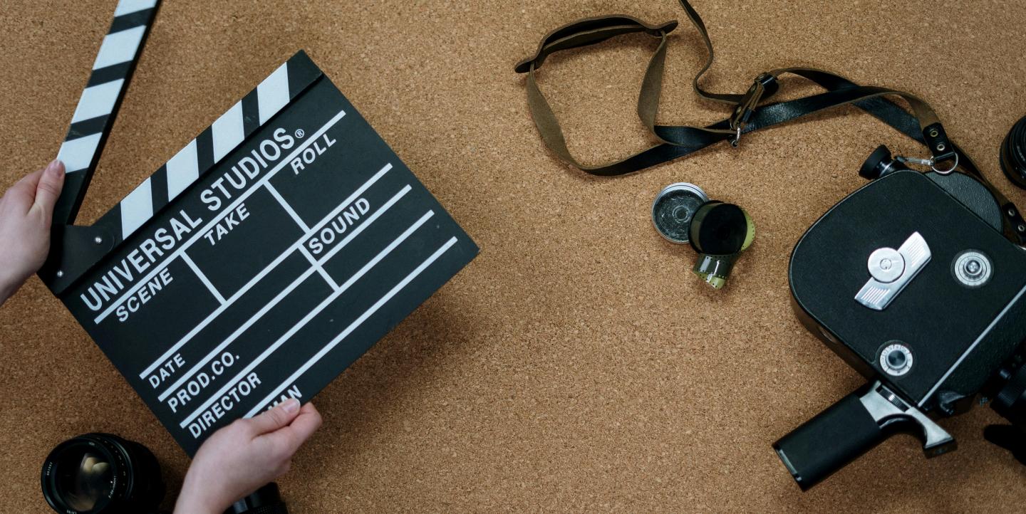 A clapboard and camera