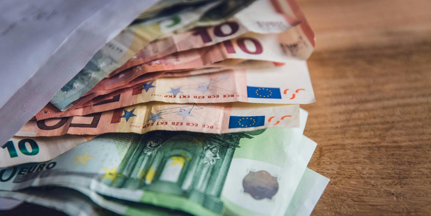 Euro banknote.
