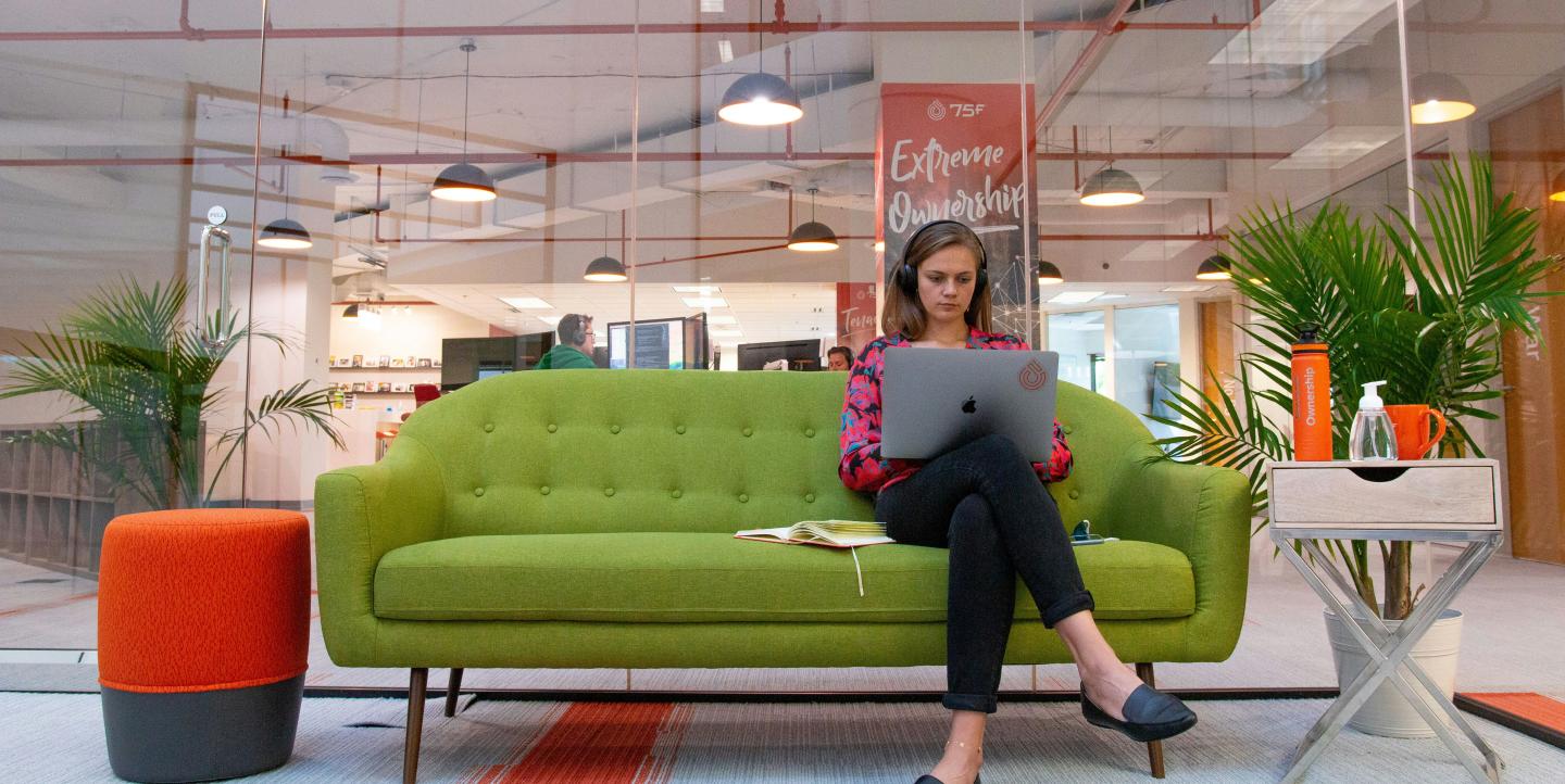 Woman working on her laptop