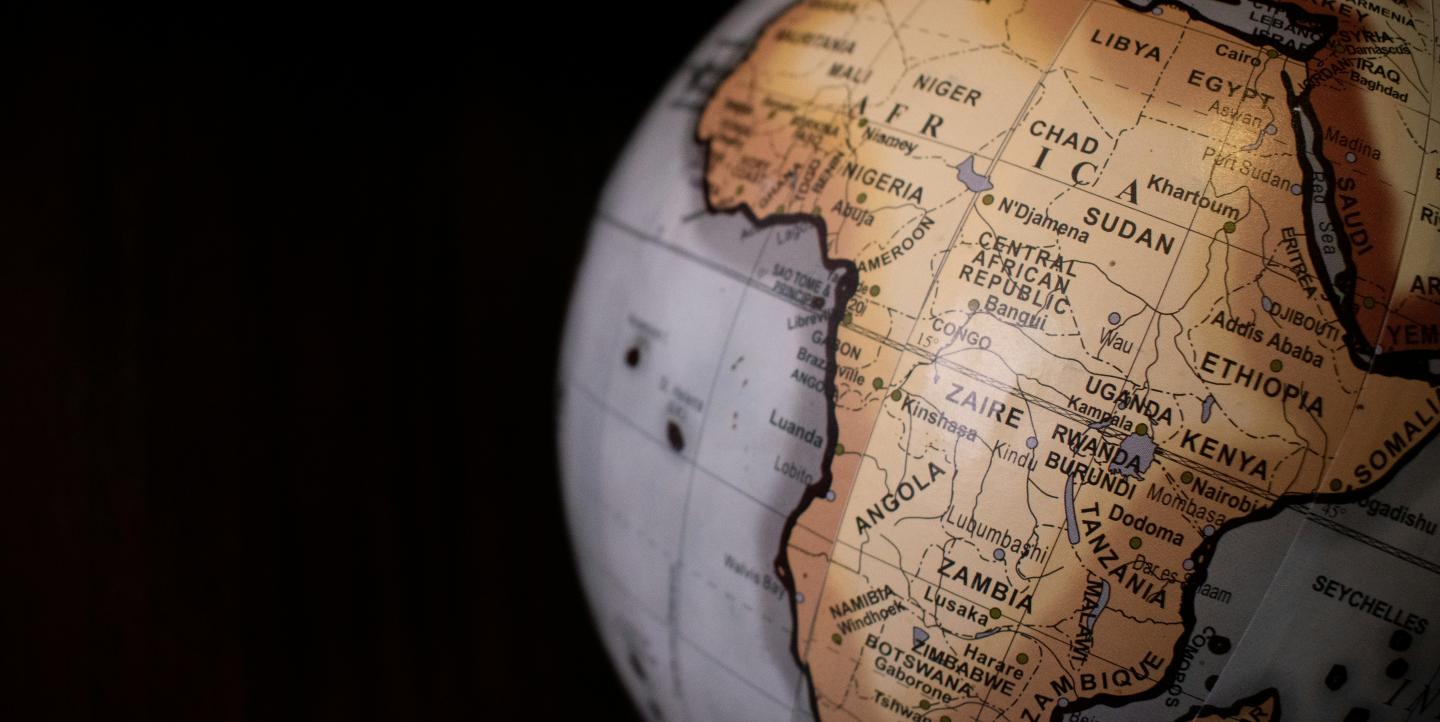 Africa on a globe