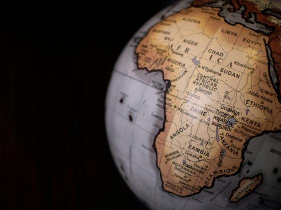 Africa on a globe