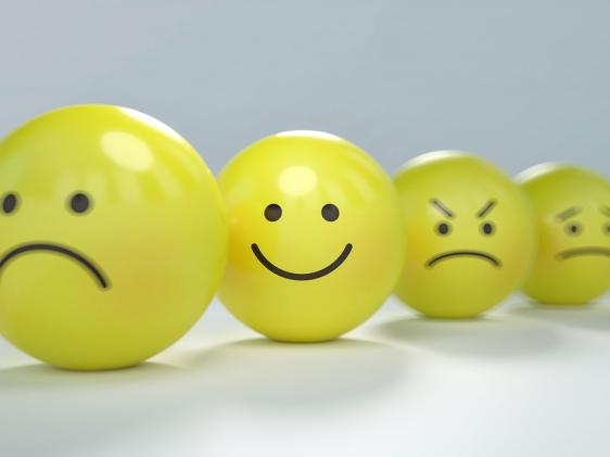 Smiley, sad, angry faces