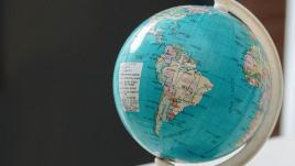 Globe focused on South America