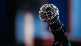 microphone on a blurred background