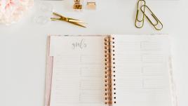 An open planner with goals written on it