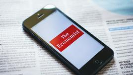 The economist logo on an iphone