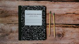 Composition notebook and two number two pencils