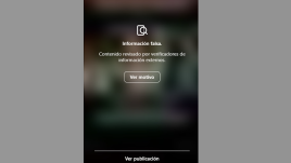 Publicación en Instagram con una etiqueta de información falsa
