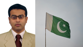 Muhammad Abu Bakar avec un drapeau pakistanais