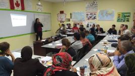Mona teaching immigrants in Toronto.